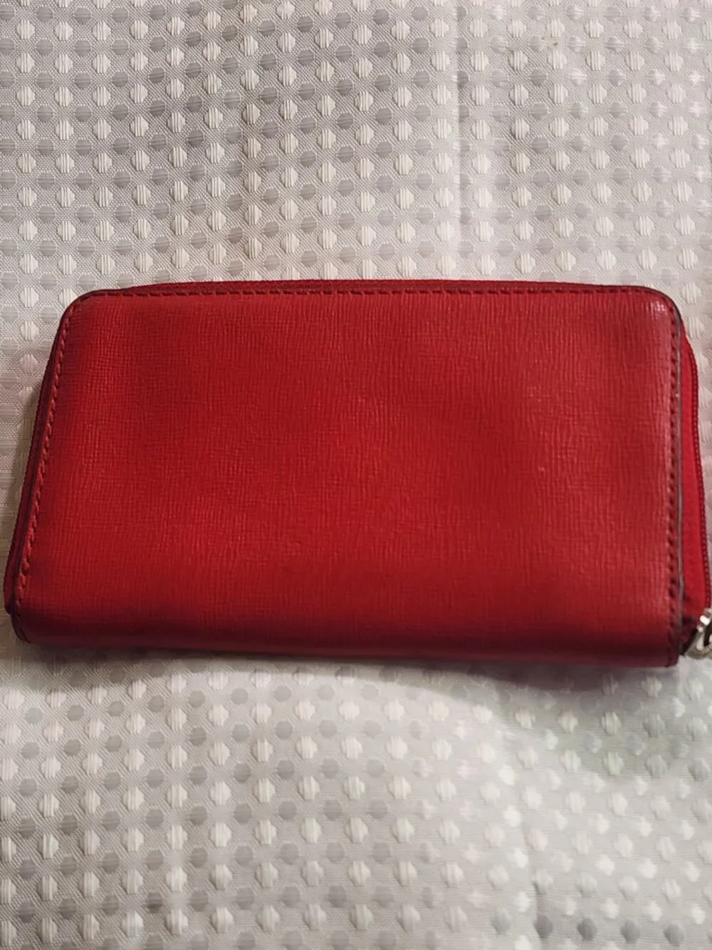 Coach Cross Grain Leather Corner Zip Wristlet Wallet in Red